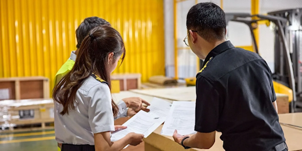 Customs Clearance Agent Reviewing Documents